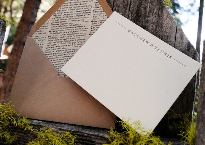 Custom Letterpress Stationery, the Dictionary - set of 30