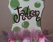 Hand Painted Personalized Wooden Ballerina Bow Holder