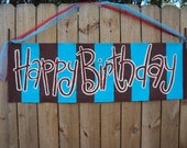 Horizontal Happy Birthday Hand Painted sign