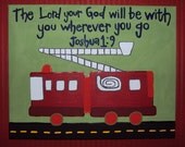 Hand Painted Firetruck 16x20 canvas