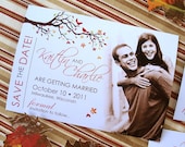 AUTUMN Love Birds and Leaves Photo Save the Date Magnet Sets