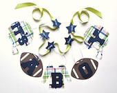Football baby shower decorations blue and green it's a boy banner by ParkersPrints on Etsy
