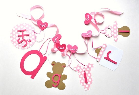 Baby shower decorations it's a girl banner in bubblegum pink polka dots by ParkersPrints on Etsy Il_570xn