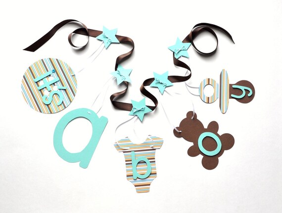 Blue yellow and brown baby shower decorations, it's a boy banner by ParkersPrints on Etsy Il_570xn