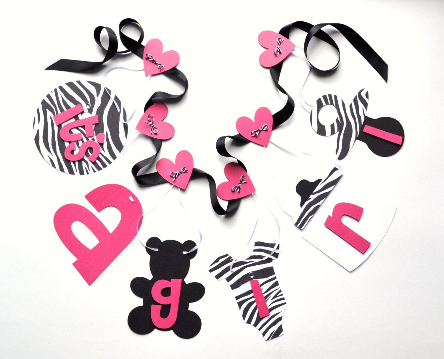 Zebra baby shower decorations it's a girl banner by ParkersPrints on Etsy Il_570xn