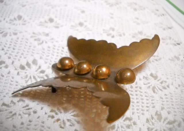Vintage COPPER BUTTERFLY Brooch