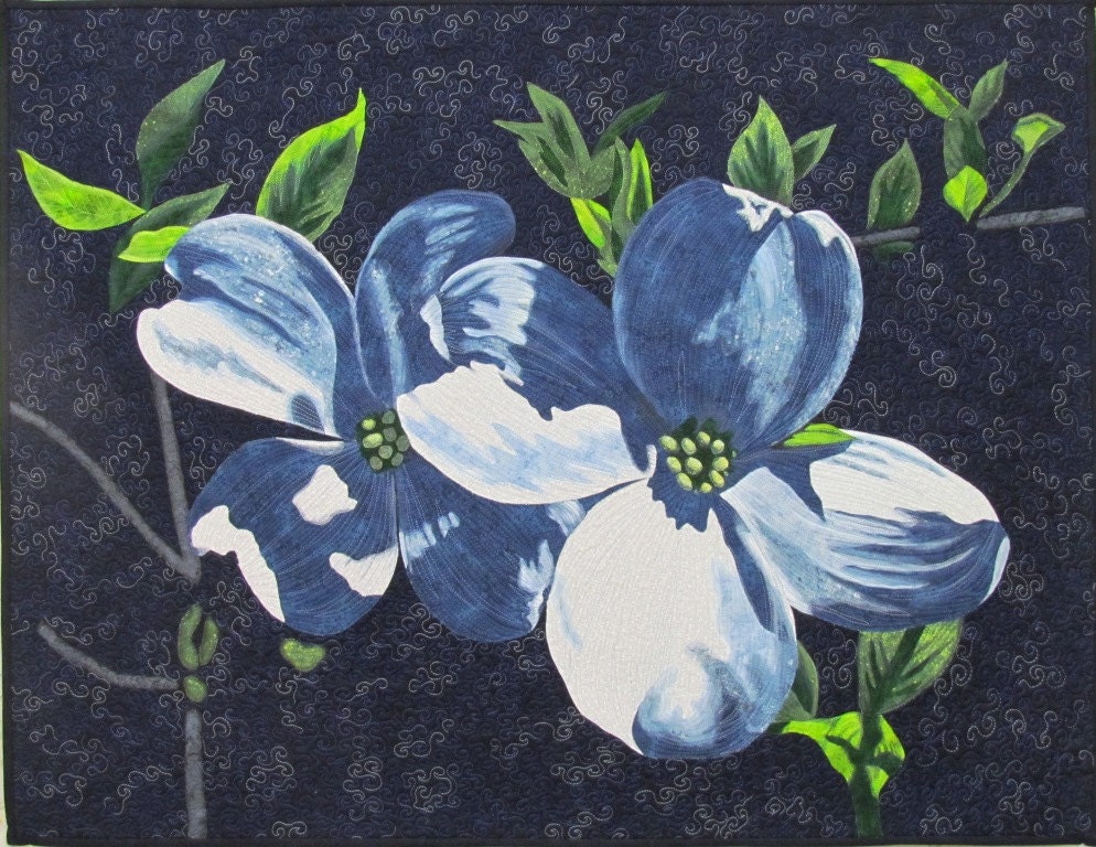 Dogwood Blossoms Art Quilt Pattern with Fabric by LenoreCrawford