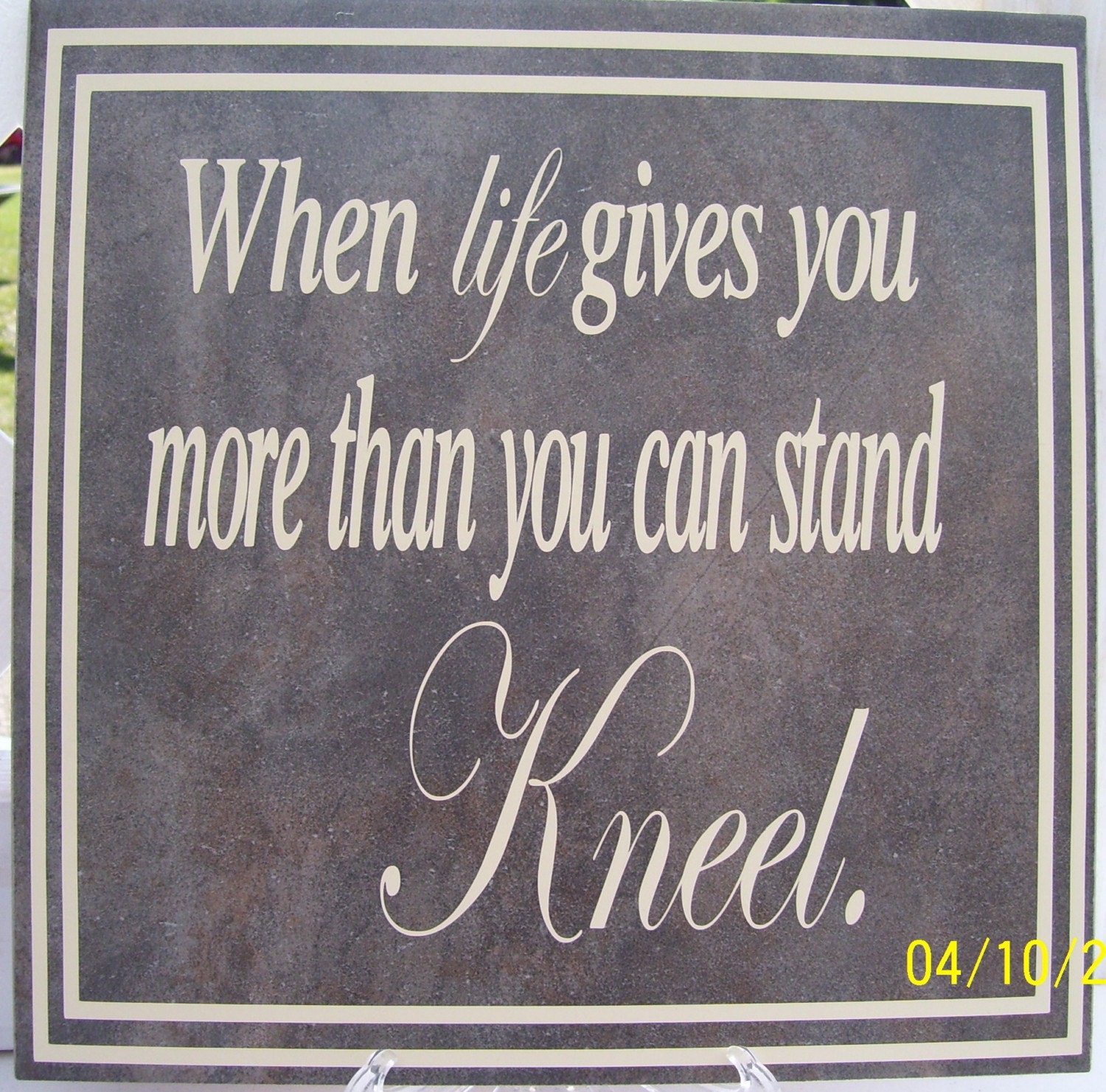 Custom Tile, personalized with vinyl lettering
