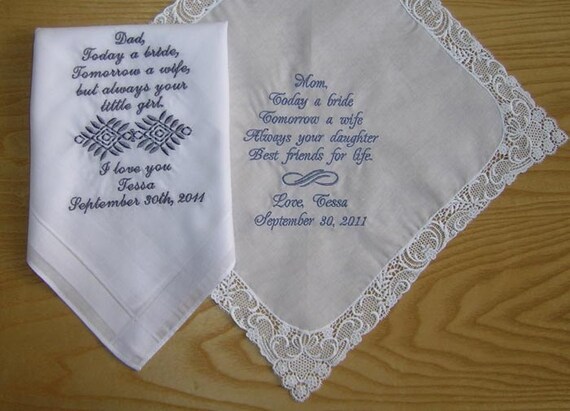 Custom Personalised Wedding Handkerchief Set of 2 With Your Own Personalization