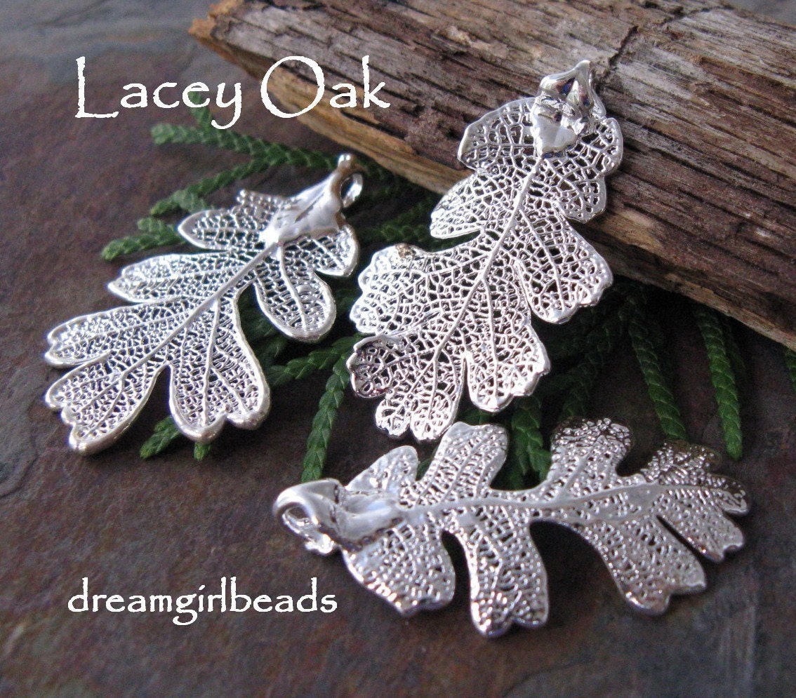 One Silver Dipped Lacey Oak Leaf, Medium