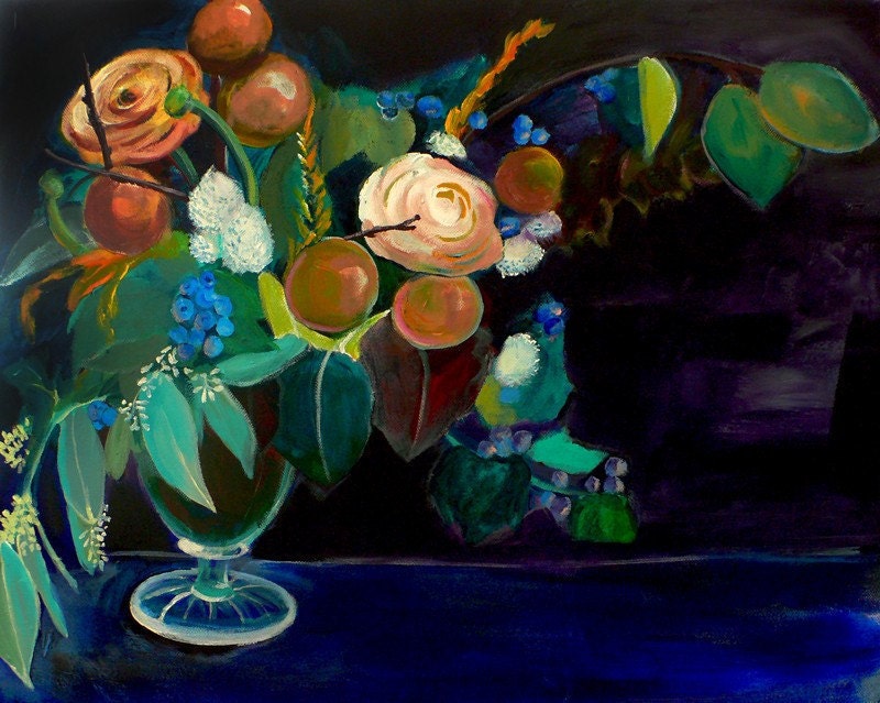 30% Off SALE - Acrylic Painting - Floral Still Life - Dutch Art - Whole - 8x10 Print - Limited Edition - Print 26/100 - Flower arrangement