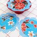 Set of 3 Oilcloth Doilies - Hibiscus
