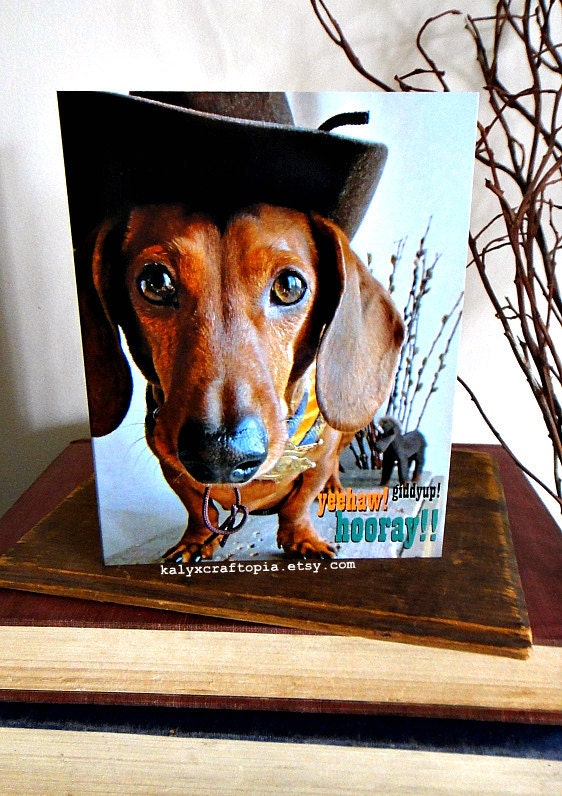 BIRTHDAY Dachshund Cowboy Rodeo Western Birthday Card
