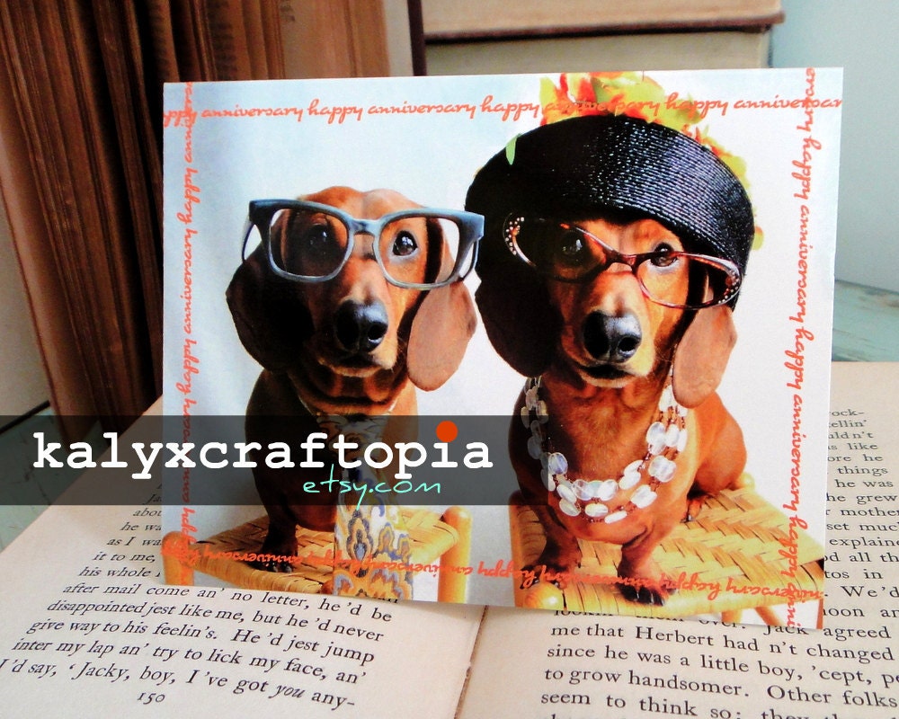 ANNIVERSARY Happy Couple Dachshund Anniversary Card