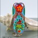 3 dimensional Flower design in pink, red, coral, turquoise, dark green - lampwork focal bead by MICHOU