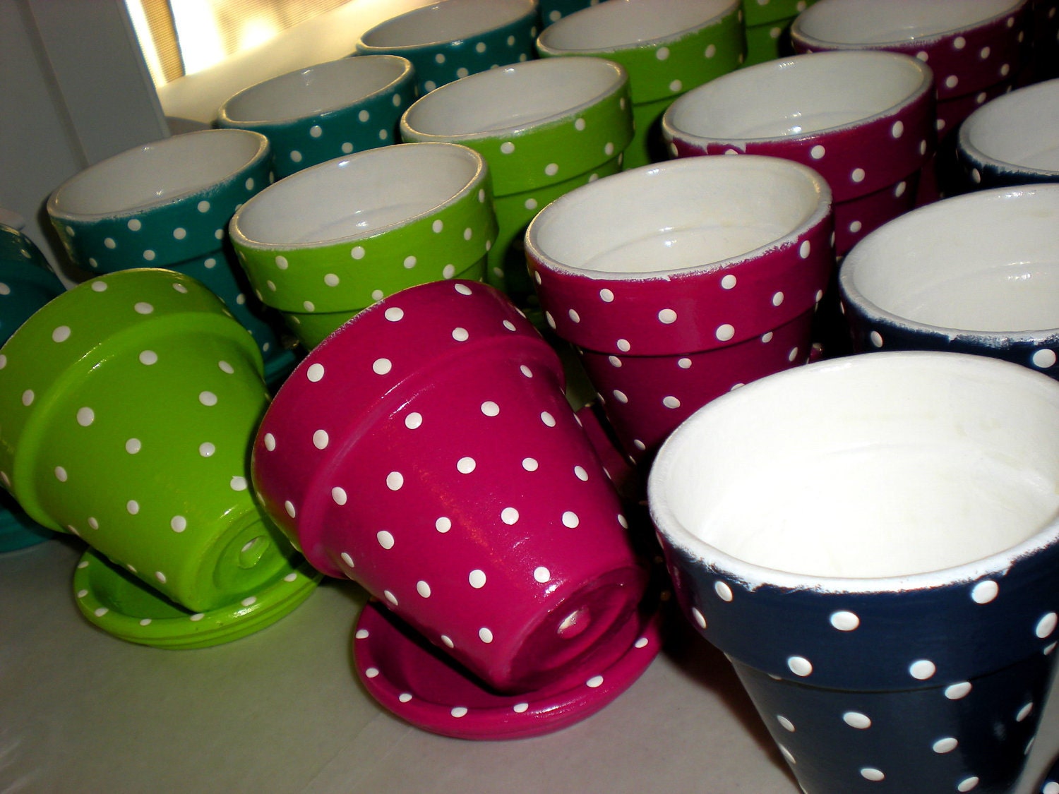 Polka Dot Wedding Favor Flower Pots