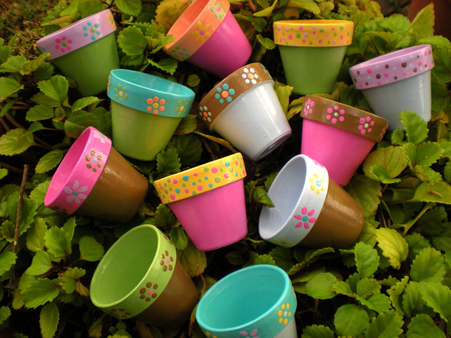 Children's Garden Party Favors - Hand Painted Flower Pots