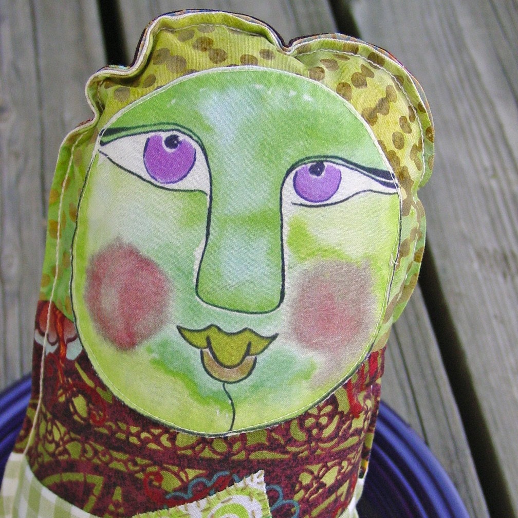 Sale - Art Doll - Original Design - Spoonflower Fabric - Toy -  Decor