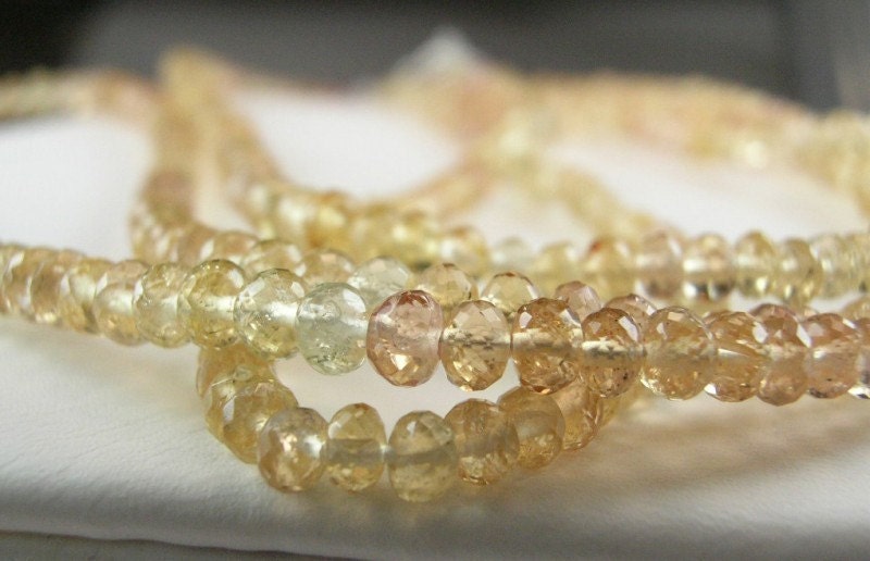 Imperial Topaz Rondelles, AAA, Micro Faceted, 3.25-4.25mm