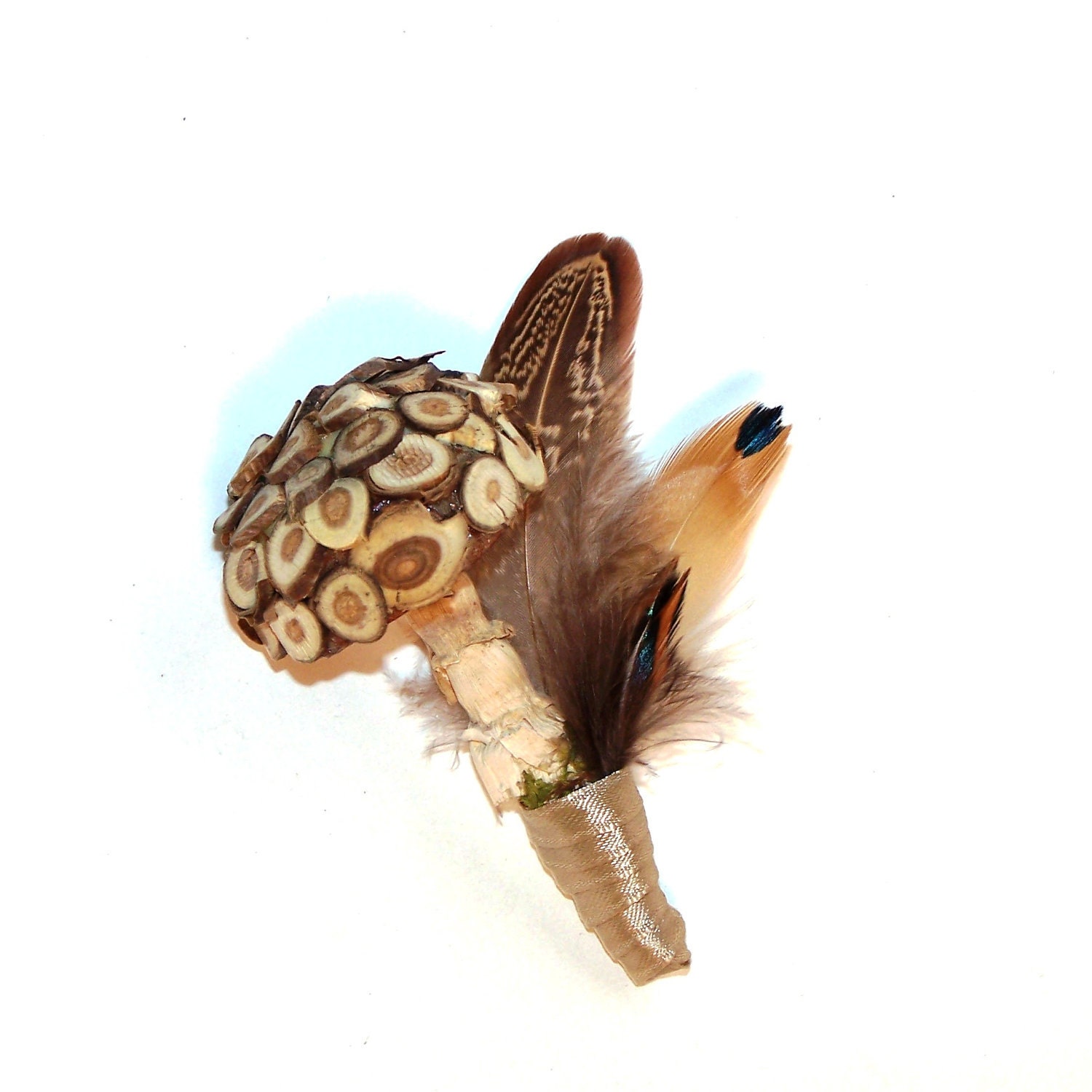 Wooden Mushroom Boutonniere
