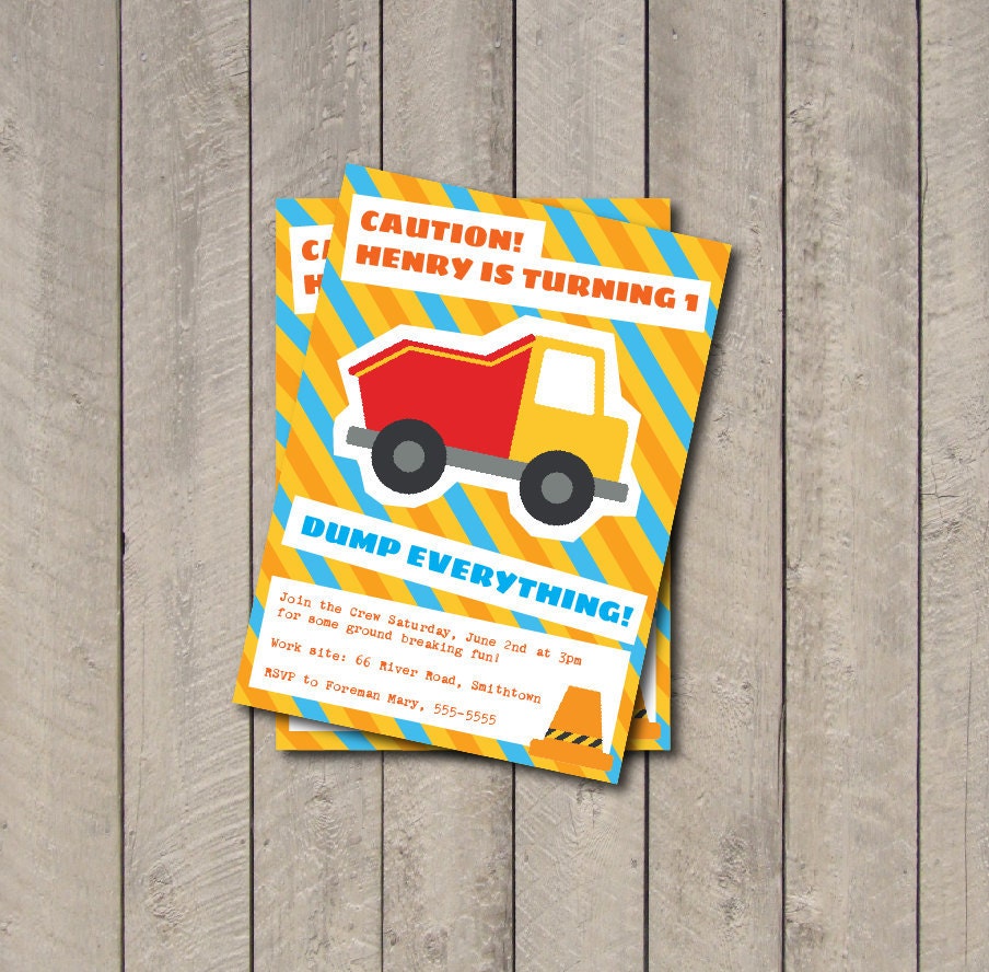 Construction Birthday Party Invitation - Construction Party Invite - Digital Printable Invite Il_570xn