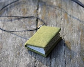 Unpretentious greenery - miniature book necklace