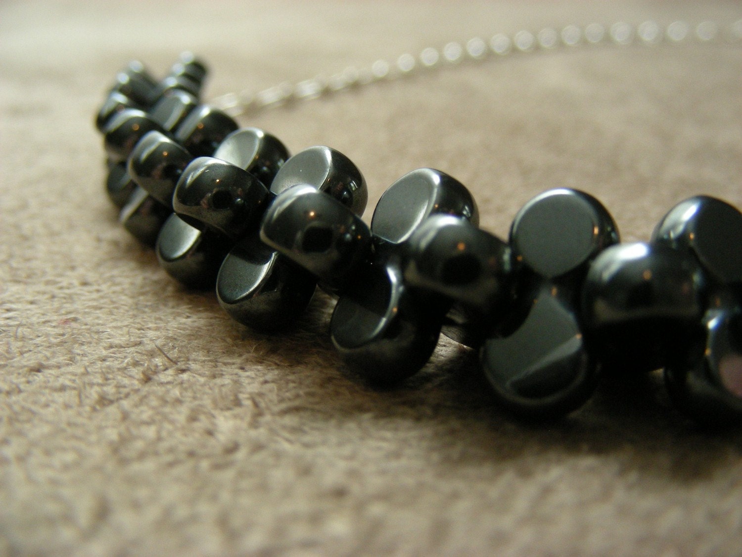 Hematite Chain Necklace with Sterling Silver