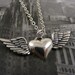 SALE Sterling Silver Winged Heart Necklace SALE