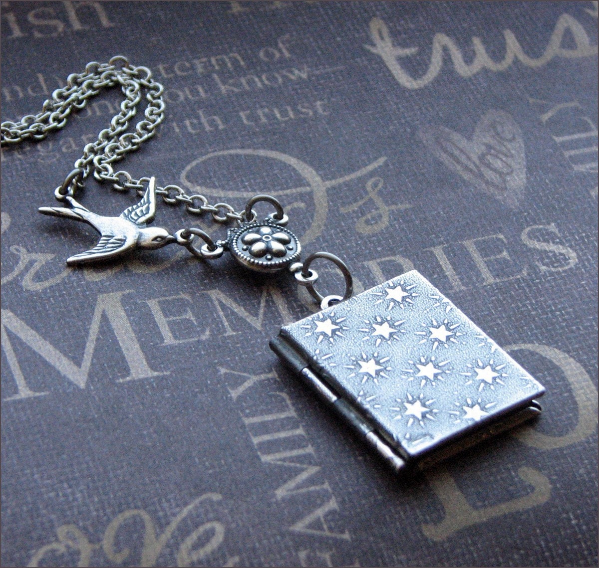 Book Locket Necklace - Enchanted Night Song Necklace - Jewelry by TheEnchantedLocket - PERFECT Graduation Wife Anniversary Mother Gift