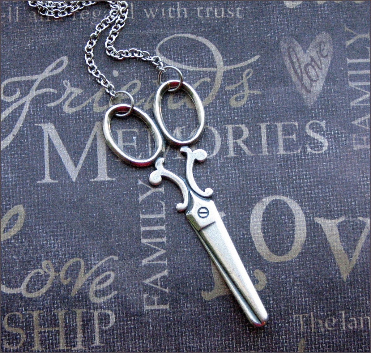 Silver Scissor Pendant Necklace - Enchanted Sheers - By TheEnchantedLocket