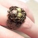 Vintaj Brass & Czech Glass Wire Wrapped Adjustable Bird Nest Ring