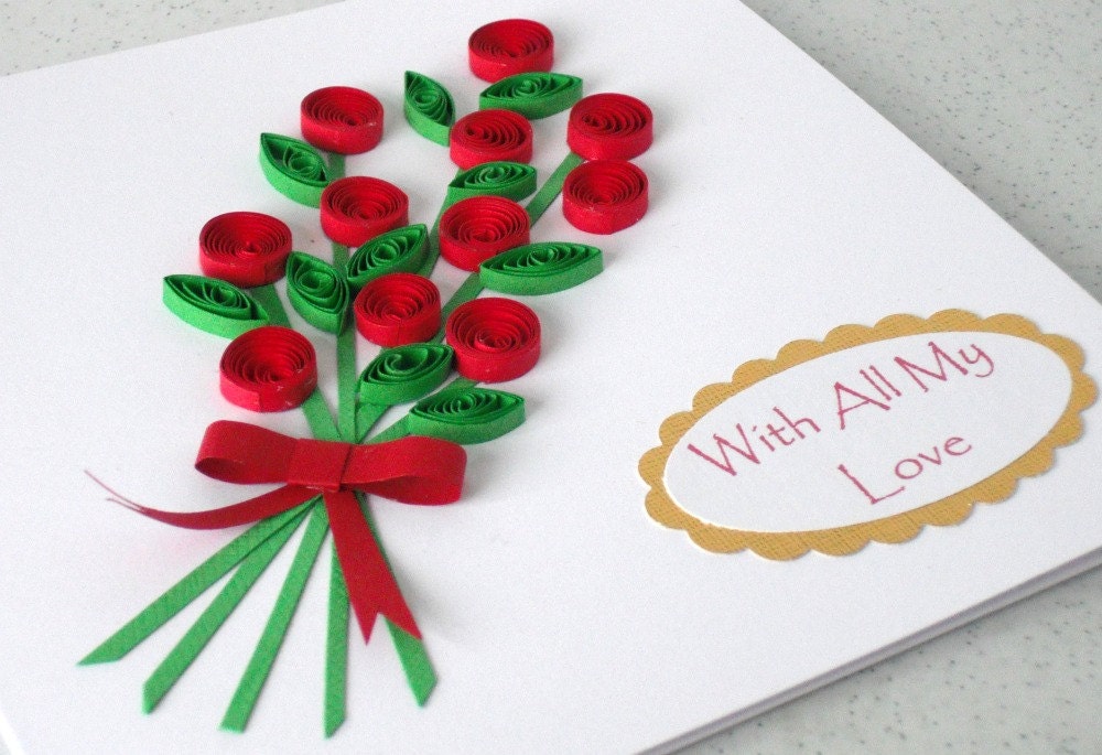 Quilled anniversary card, can be personalized