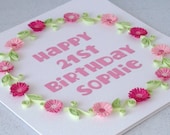 Paper quilling birthday card, 21st