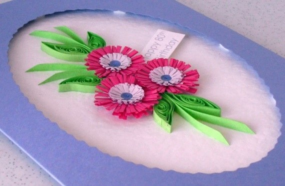 Quilled 80th birthday card, can be for any age