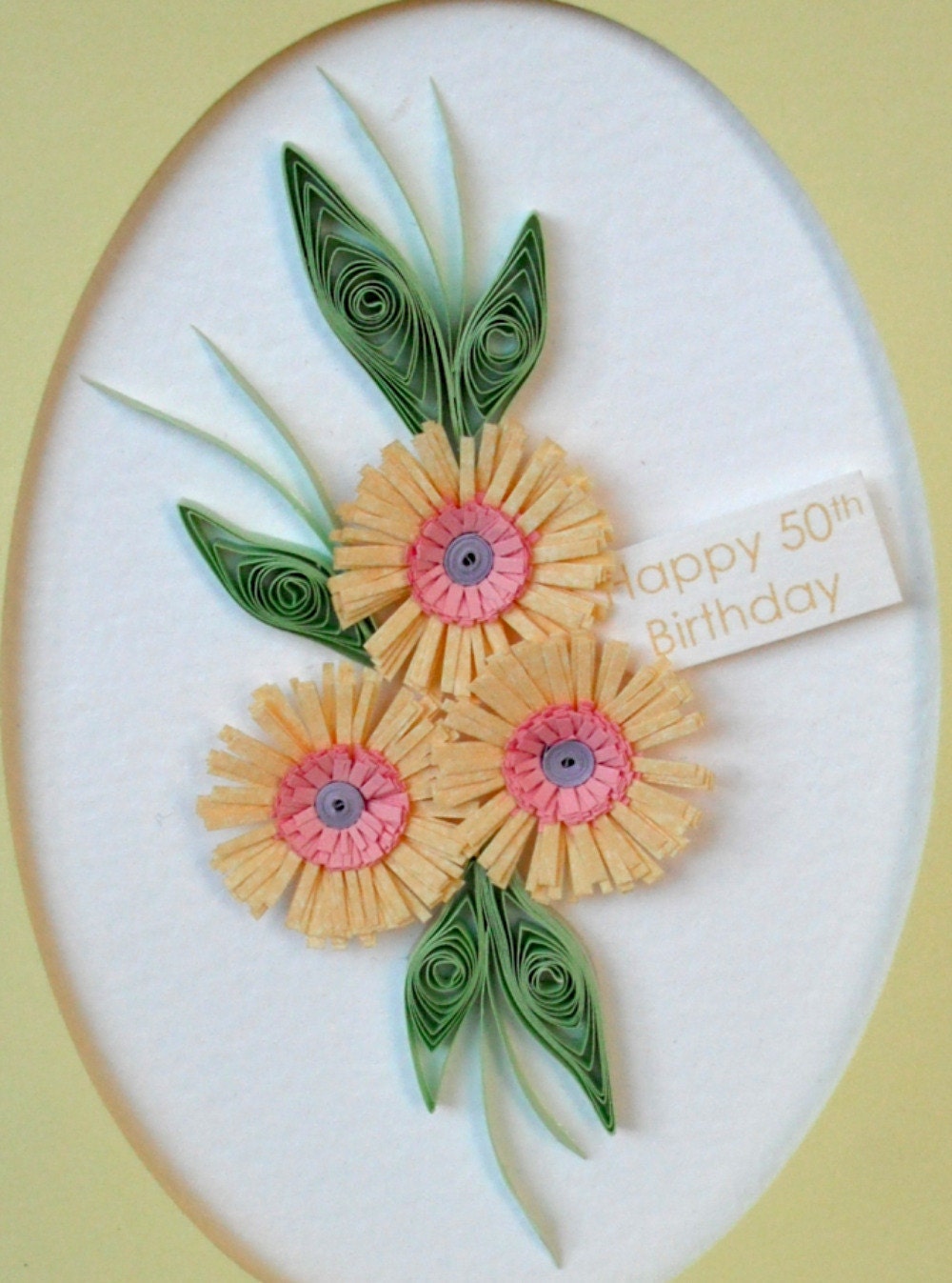50th birthday card, paper quilled, handmade, personalized