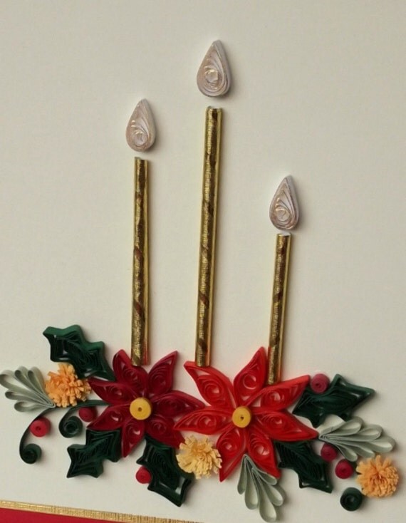 Quilled Christmas card, quilling, handmade, personalized
