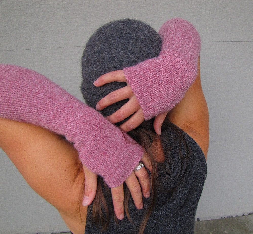 looooong sleeves - delicate knit fitted fingerless gloves sleeves that cover your entire forearm