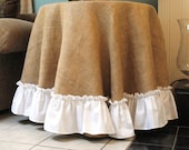 Burlap Table Cover with White Ruffle Edge