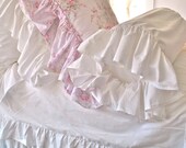 Ruffle Coverlet in White Cotton for Queen or King Bed