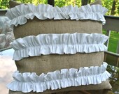 Burlap White Ruffle Sham