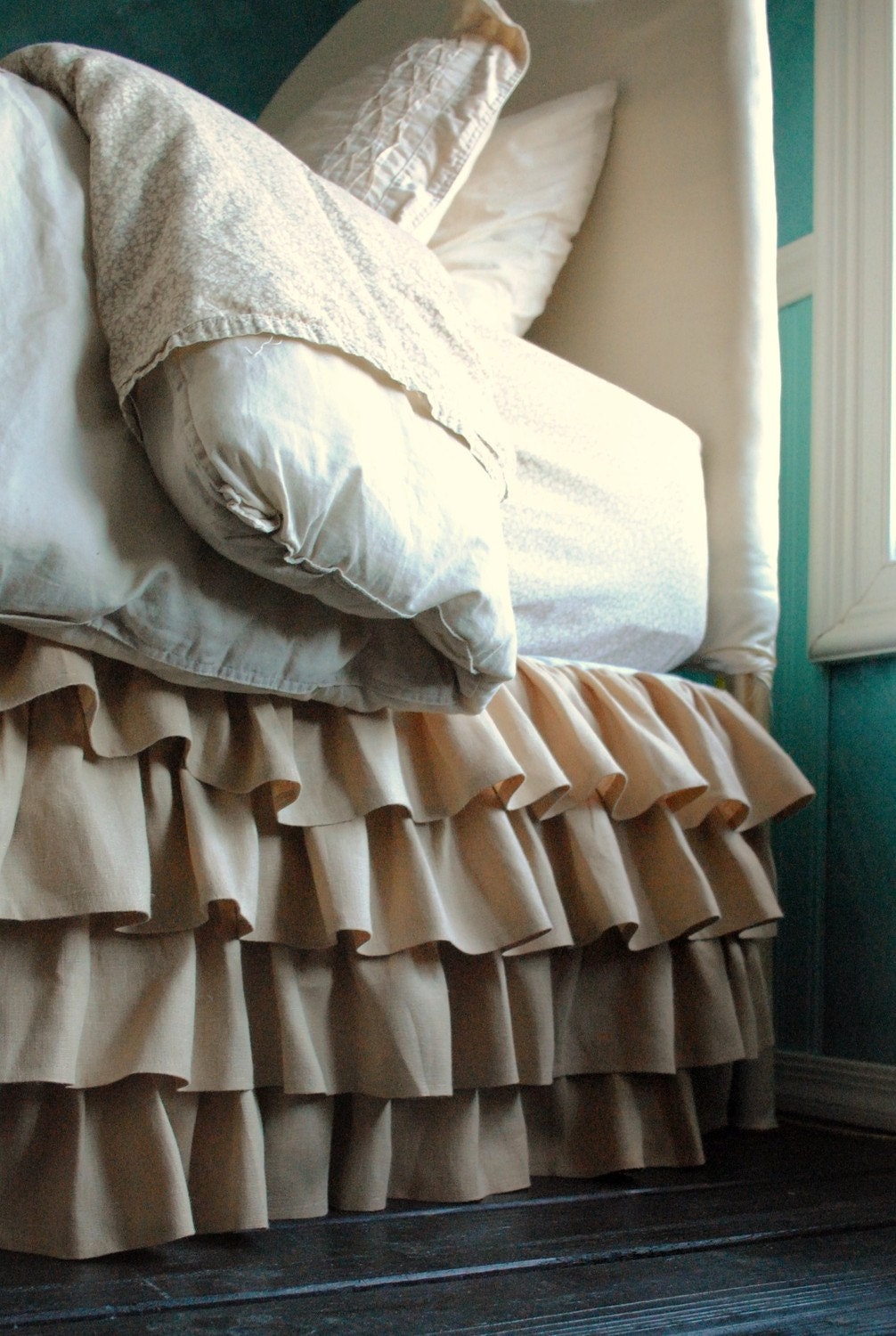 Ruffles Linen Bed Skirt for Queen or King