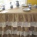 Natural and Cream Burlap Ruffled Tablecloth