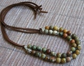 Jasper Picasso double string on suede casual necklace MADE TO ORDER handmade Israel
