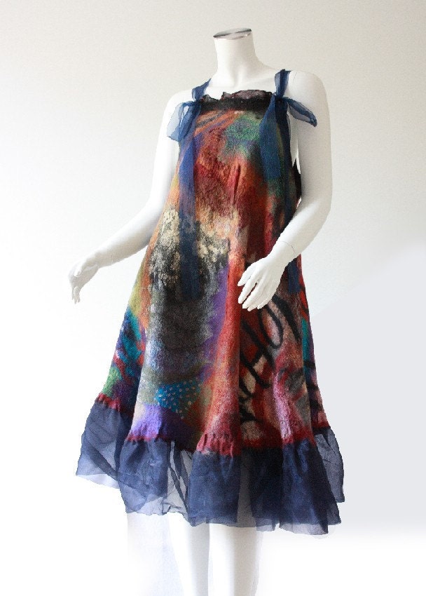 Custom made fiber art women dress - convertible women clothing - ooak art to wear high fashion