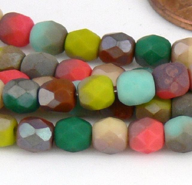 4mm Fire Polished Mixed Matte Celsian Czech Glass Beads 50 - Pls use sale coupon SIMPLY12