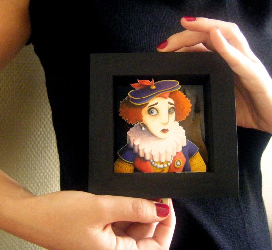 Haunted Portrait of Queen Lisa the Sad - an animated paper shadowbox