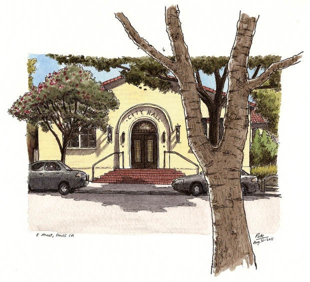 old city hall, davis (original drawing)