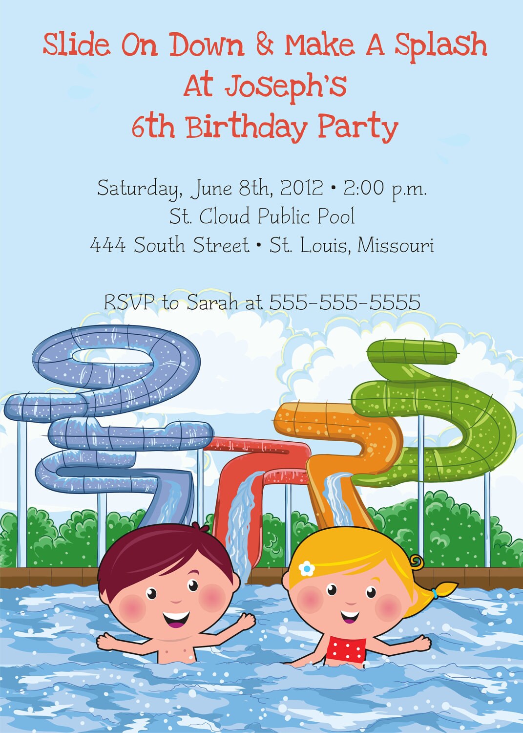 Splash Party Invitations