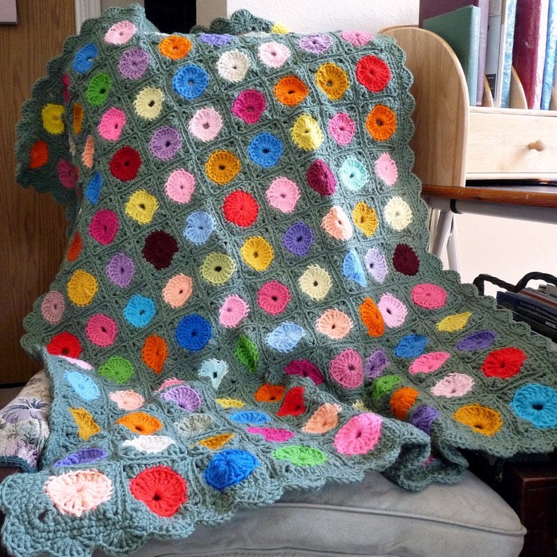 Hand Crocheted Throw Afghan Lap Blanket