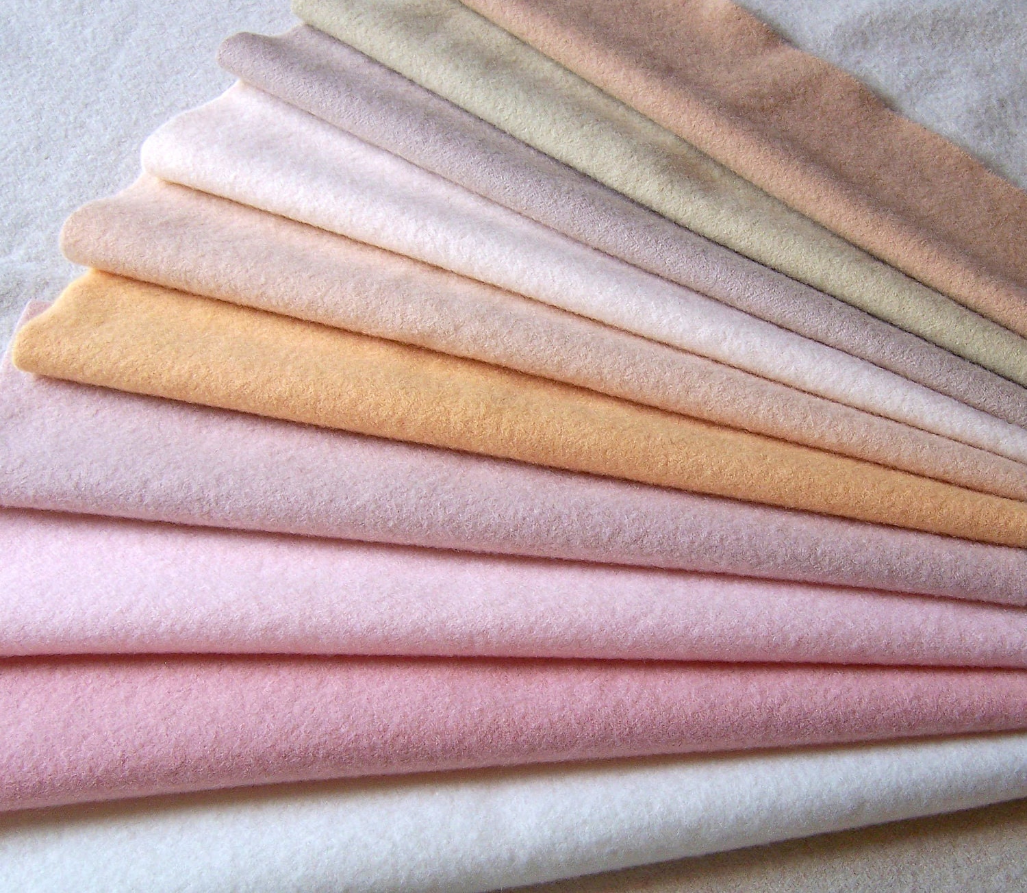 Flesh Tones in Hand Dyed Felted Wool for Rug Hooking, Sewing Projects / FL11 / H158